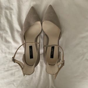 Zara Grey Suede Asymmetrical Pumps